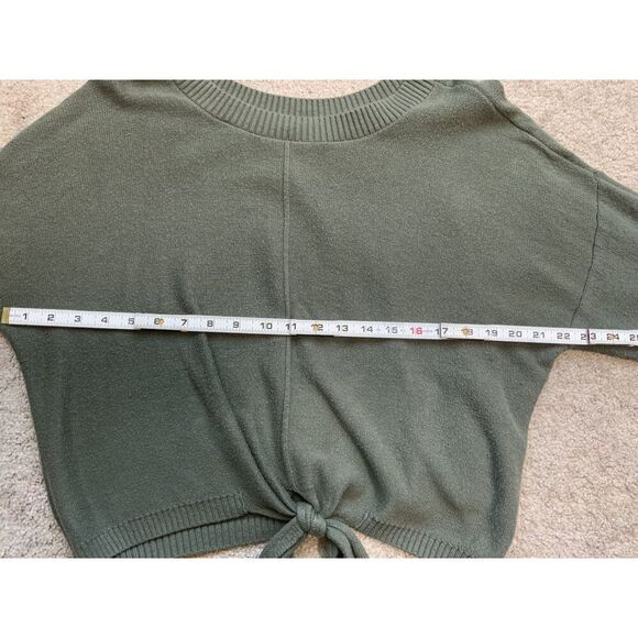 Hollister Green Long Sleeve V Neck Tie Front Ribbed Sweater Size Extra Large - Picture 11 of 12